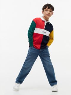 Kids' Logo Colorblock Rugby Polo — Red Glare Blocking 2