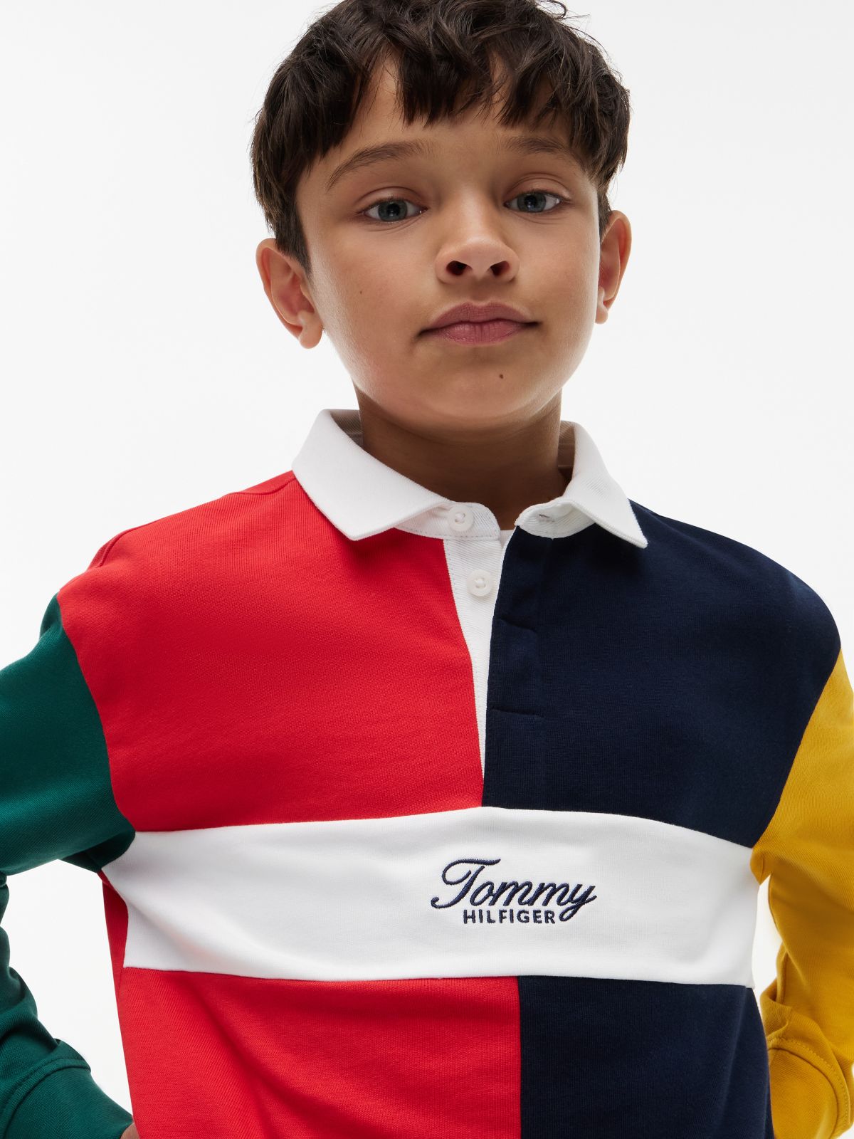 Kids' Logo Colorblock Rugby Polo — Red Glare Blocking
