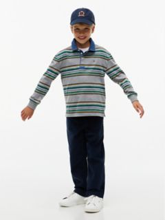 Kids' Denim Accents Striped Rugby Polo — Medium Grey Heather Stripes 2