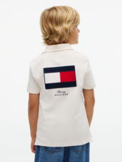 Kids' Back Flag Logo Polo — White 4