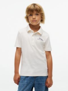 Kids' Back Flag Logo Polo — White 1