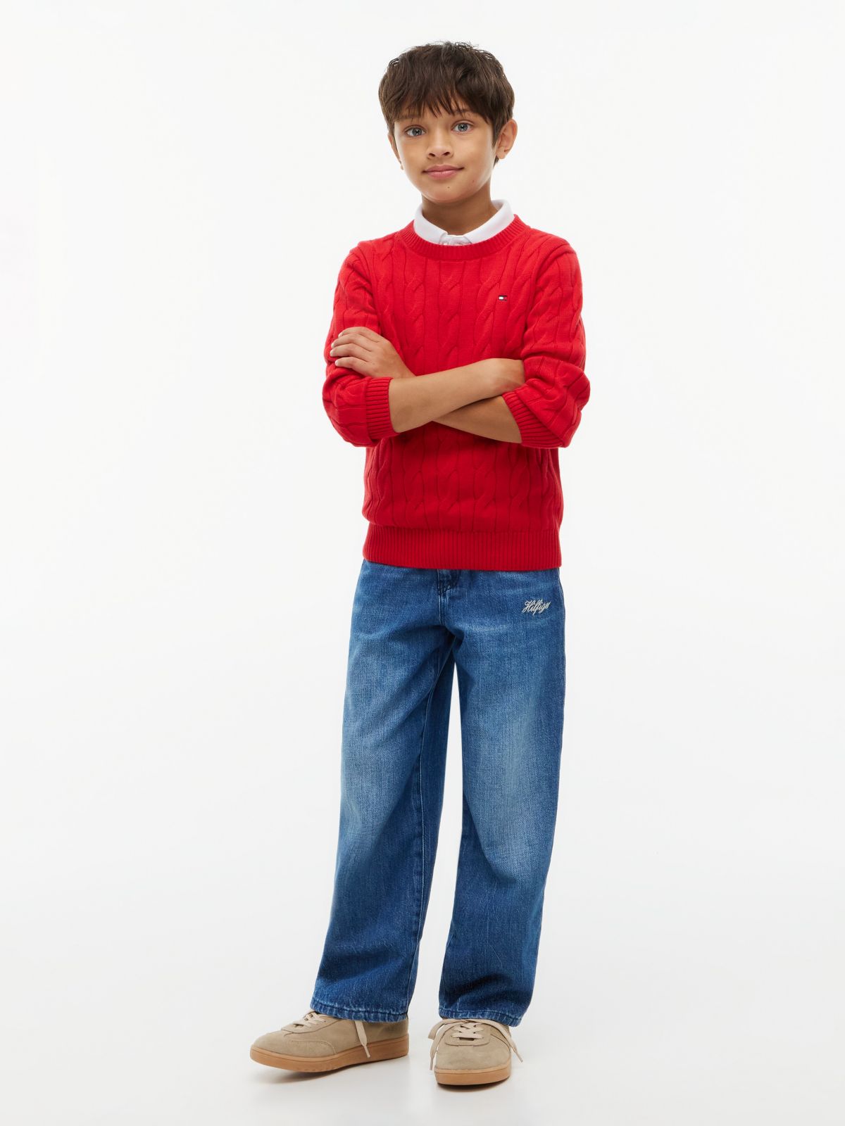 Kids' Hilfiger Logo Baggy Jean — Blue