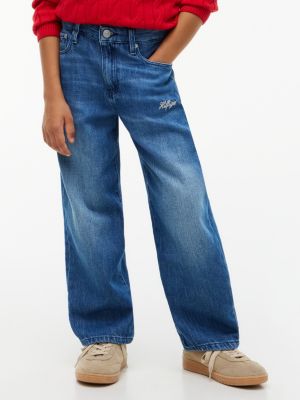 Kids' Hilfiger Logo Baggy Jean, Blue