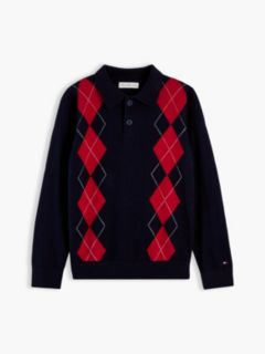 Kids' Cotton-Wool Blend Sweater Polo — Blue 5