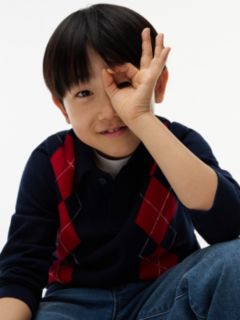 Kids' Cotton-Wool Blend Sweater Polo — Blue 3