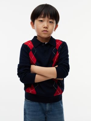 Kids' Cotton-Wool Blend Sweater Polo, Blue