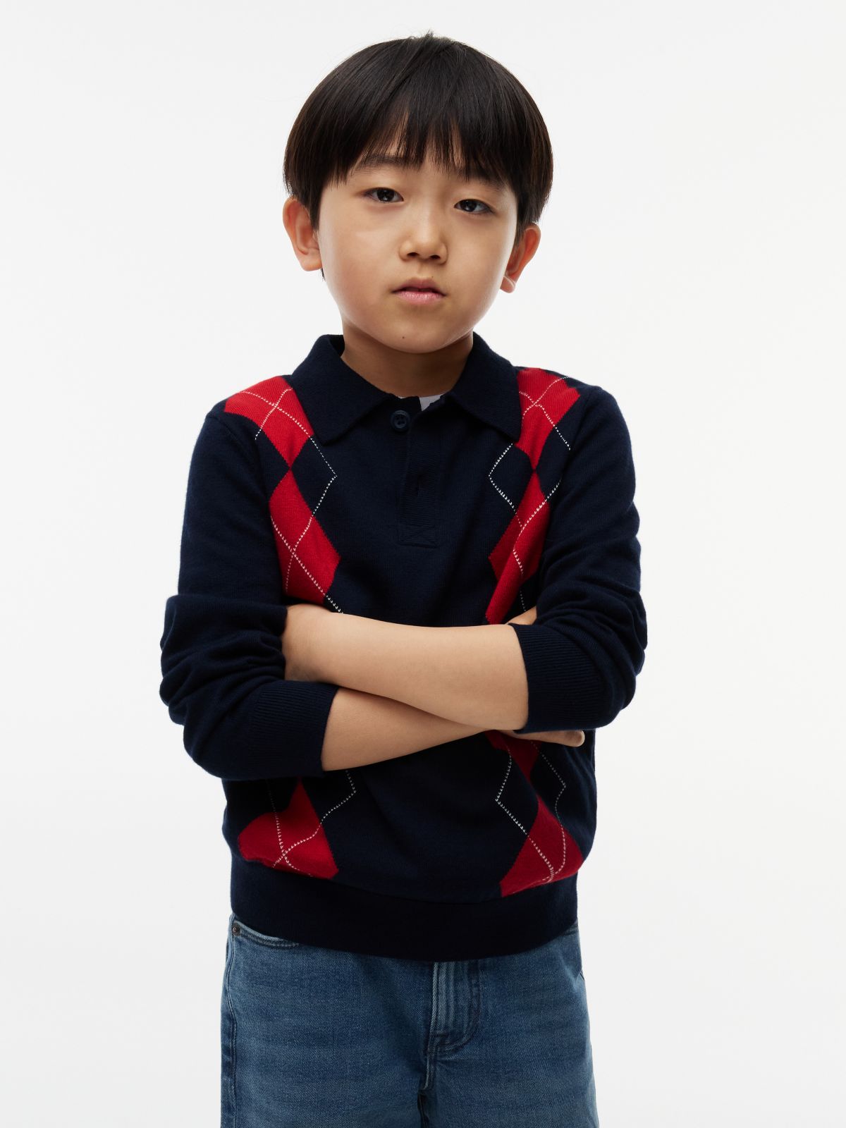 Kids' Cotton-Wool Blend Sweater Polo — Blue