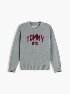 Детский свитер Tommy Hilfiger Tommy Varsity Crewneck, цвет: Средний серый меланжевый — фото 5