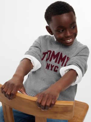 Детский свитер Tommy Hilfiger Tommy Varsity Crewneck, цвет: Средний серый меланжевый — фото 3