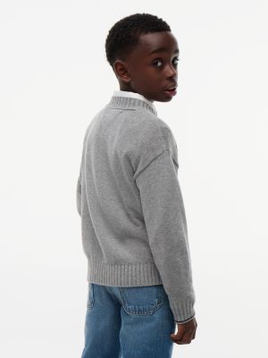 Детский свитер Tommy Hilfiger Tommy Varsity Crewneck, цвет: Средний серый меланжевый — фото 4