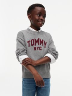Kids' Tommy Varsity Crewneck Sweater — Medium Grey Heather 1