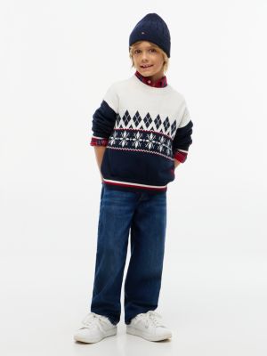 Детский свитер Tommy Hilfiger Fair Isle Crewneck, цвет: Слоновая кость разноцветный — фото 2