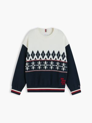 Детский свитер Tommy Hilfiger Fair Isle Crewneck, цвет: Слоновая кость разноцветный — фото 5