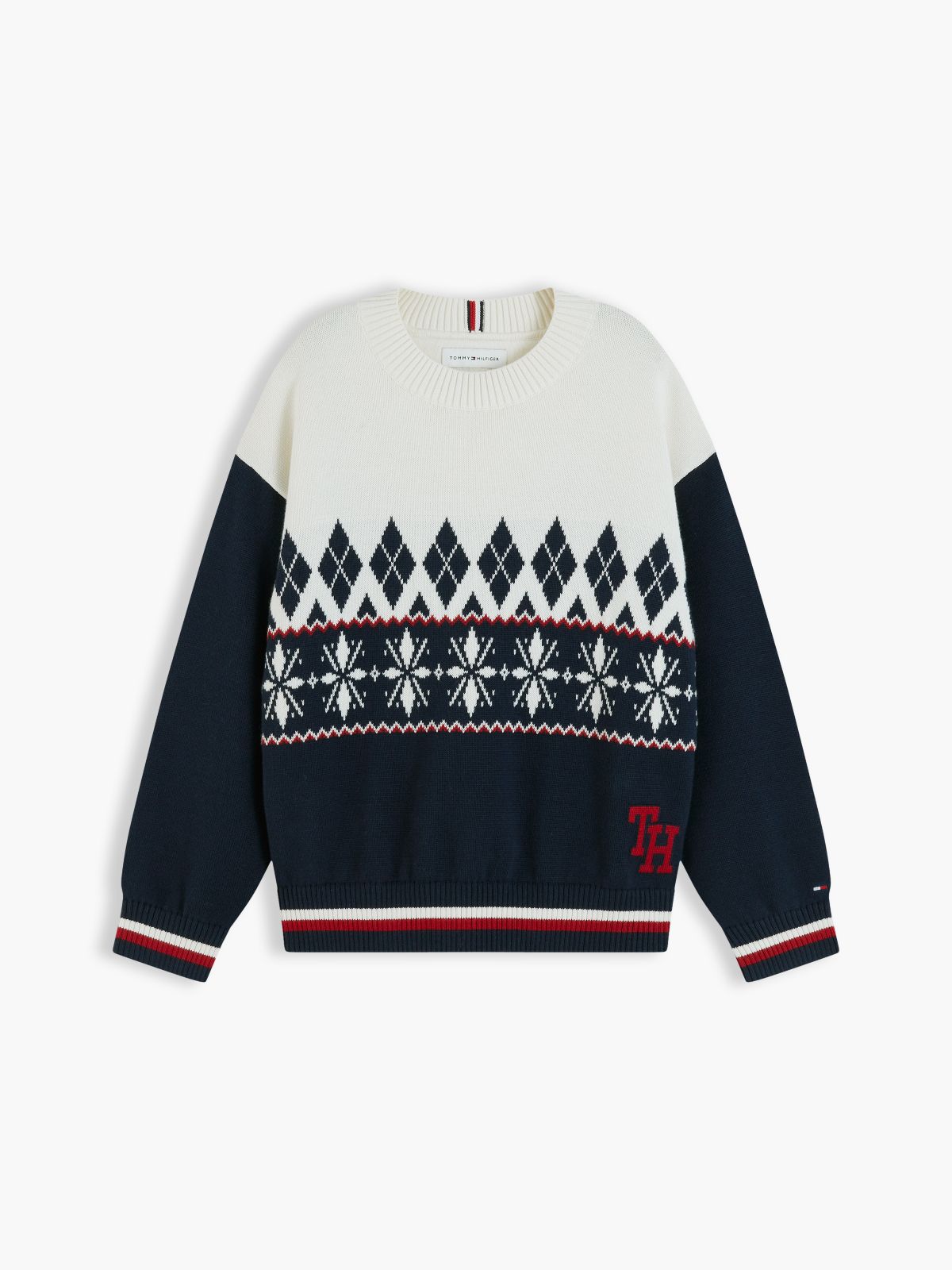 Kids' Fair Isle Crewneck Sweater — Ivory Petal Multi