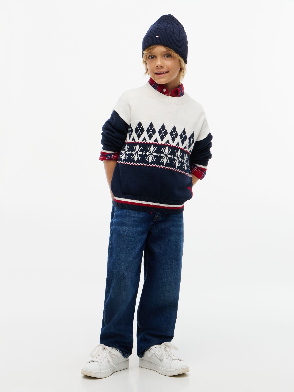 Kids' Fair Isle Crewneck Sweater — Ivory Petal Multi