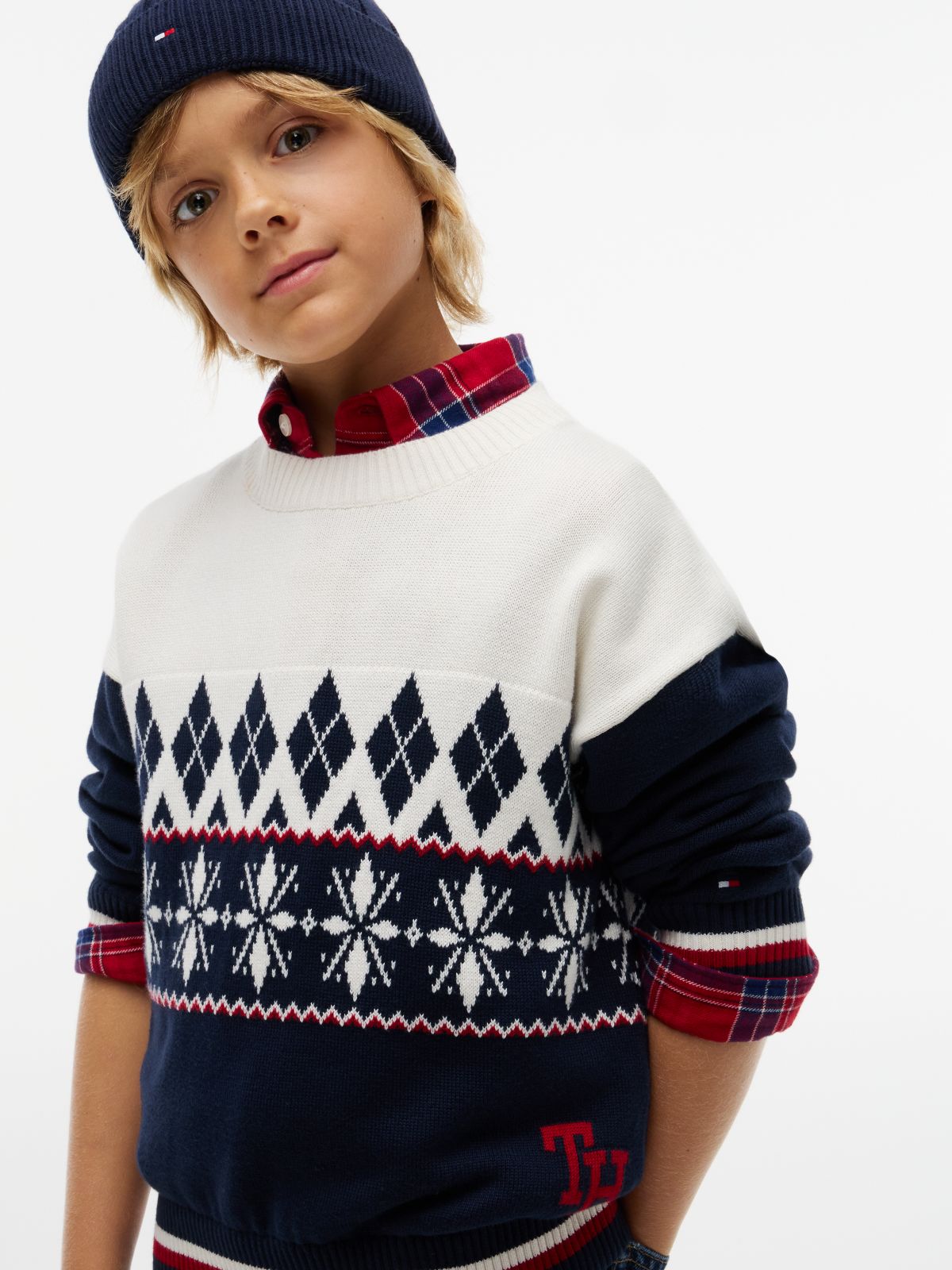 Kids' Fair Isle Crewneck Sweater — Ivory Petal Multi