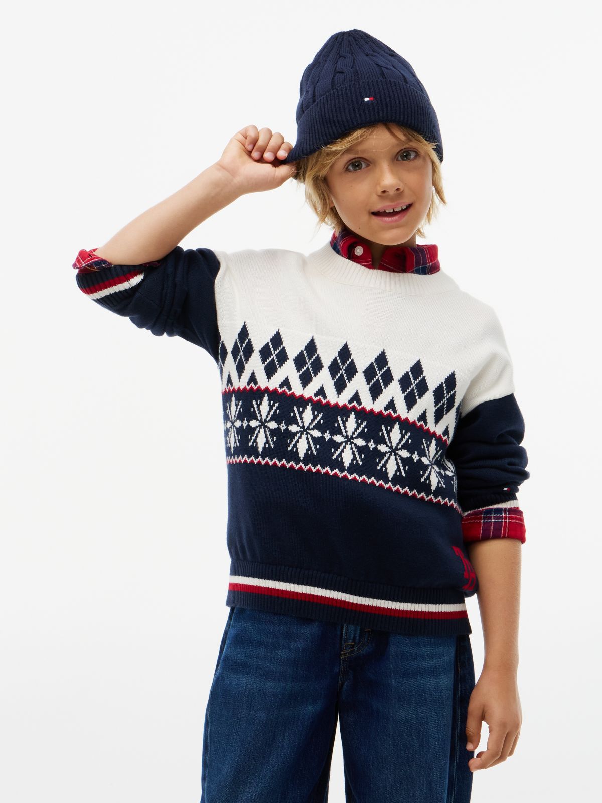 Kids' Fair Isle Crewneck Sweater — Ivory Petal Multi