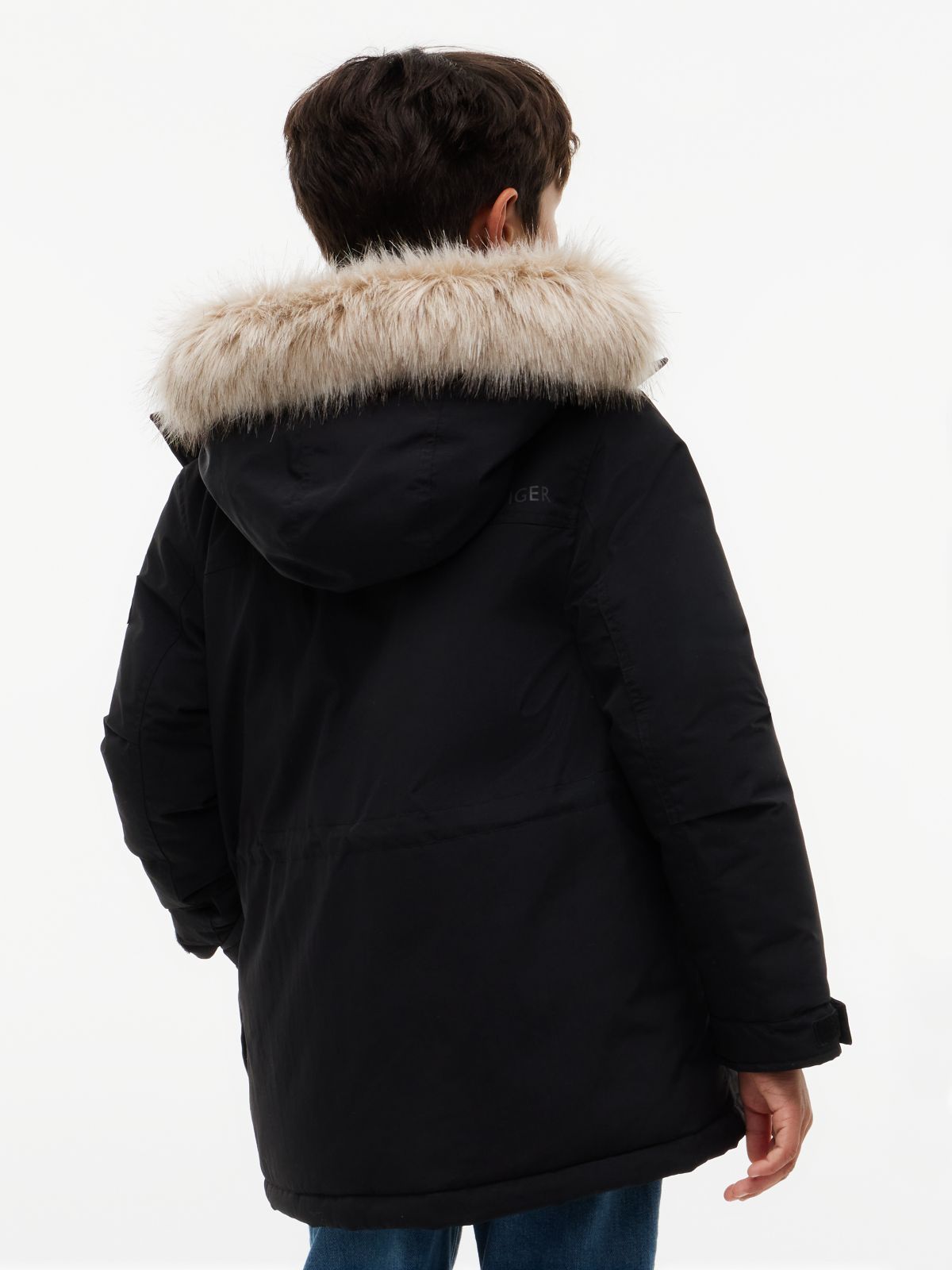 Kids' Water-Resistant Hooded Parka — Black