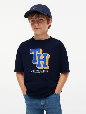 Kids' Block Monogram Logo T-Shirt, Dark Blue