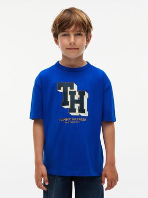 Kids' Block Monogram Logo T-Shirt, Vibrant Blue