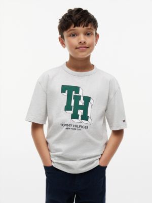 Kids' Block Monogram Logo T-Shirt, Heather Grey