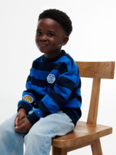 Kids' Sport Logo Striped Sweatshirt — Dark Blue Stripe 3