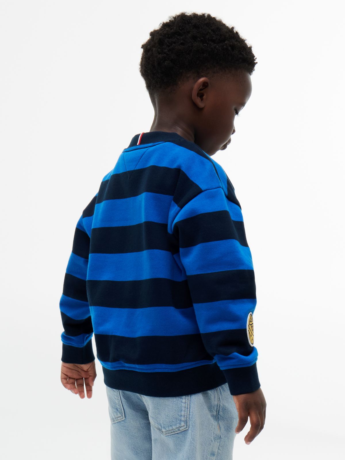 Kids' Sport Logo Striped Sweatshirt — Dark Blue Stripe
