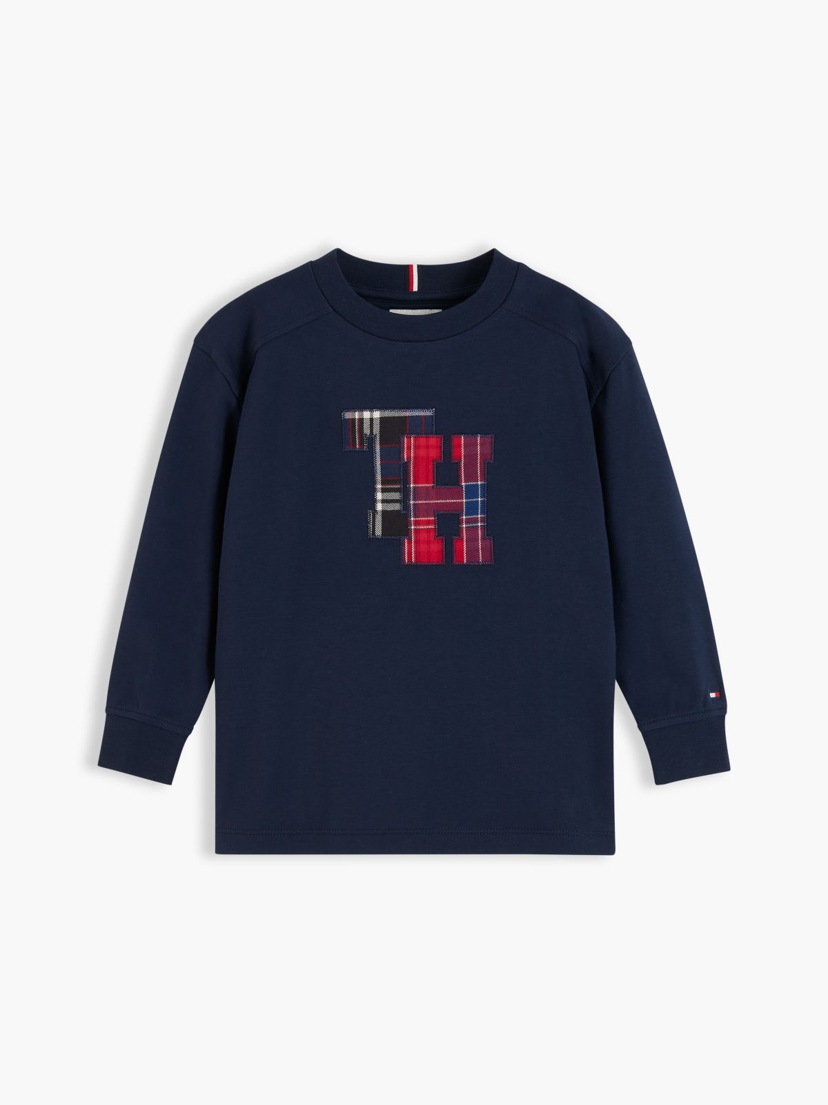 Kids' Plaid Monogram T-Shirt — Navy