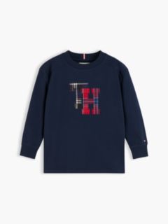 Kids' Plaid Monogram T-Shirt — Navy 5