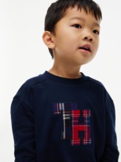 Kids' Plaid Monogram T-Shirt — Navy 3