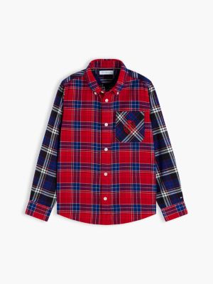 Детская рубашка Tommy Hilfiger Crest Logo Multicheck, цвет: Чёрный клетчатый — фото 5