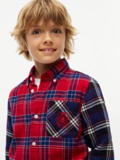 Kids' Crest Logo Multicheck Shirt — Black Check 3