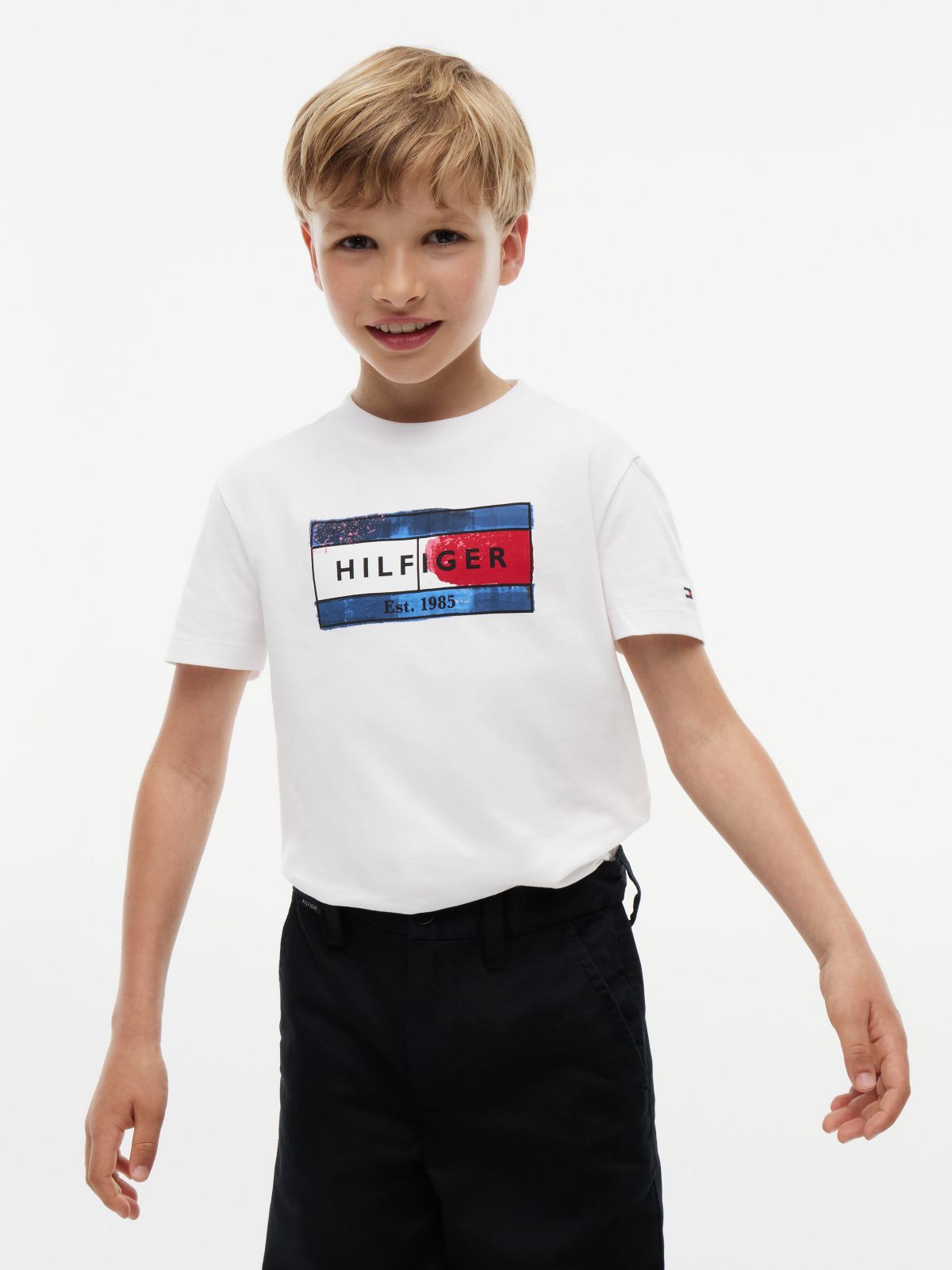 Kids' Hilfiger Flag Graphic T-Shirt — White