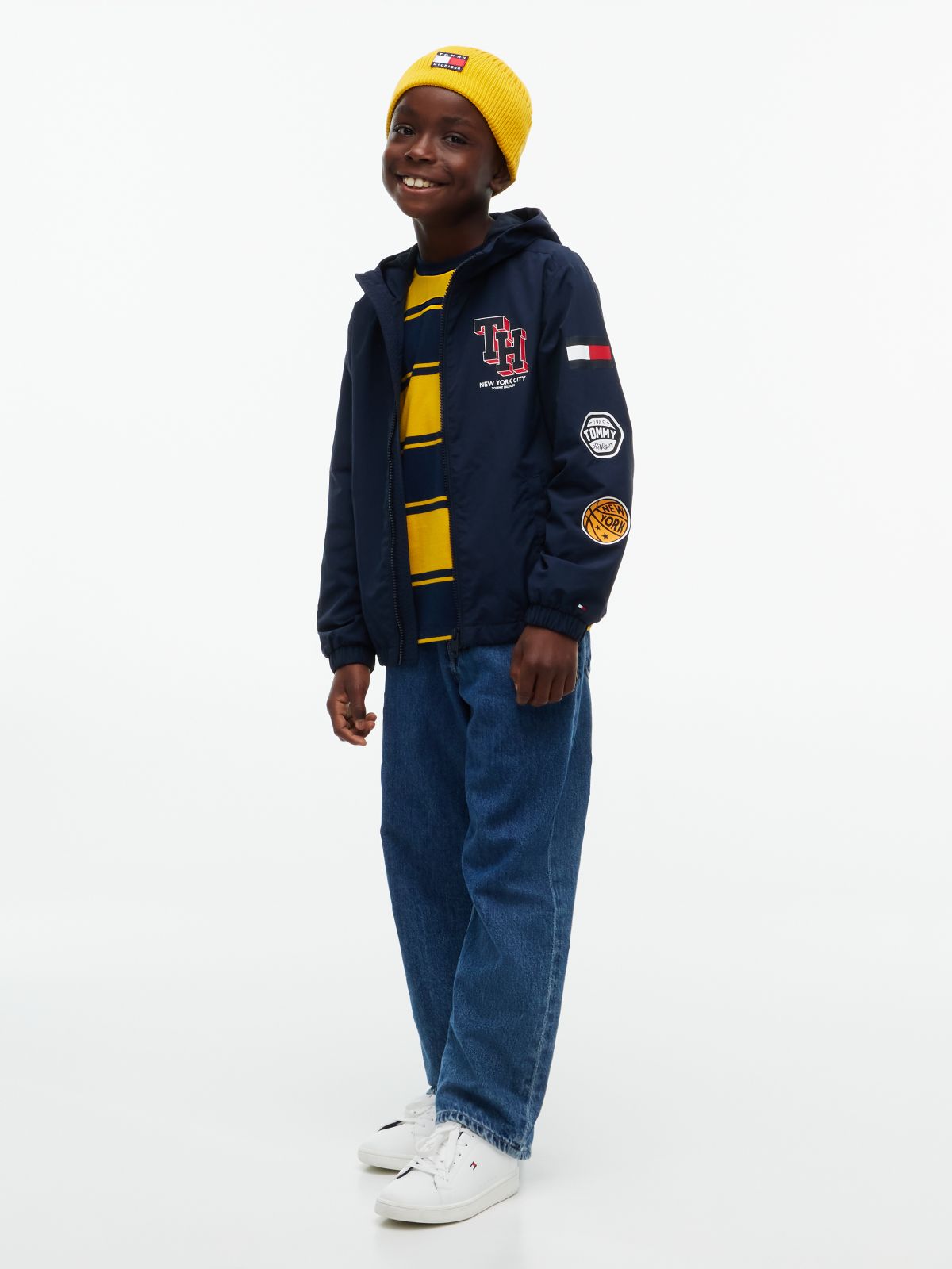 Kids' Sport Logo Hooded Windbreaker — Blue
