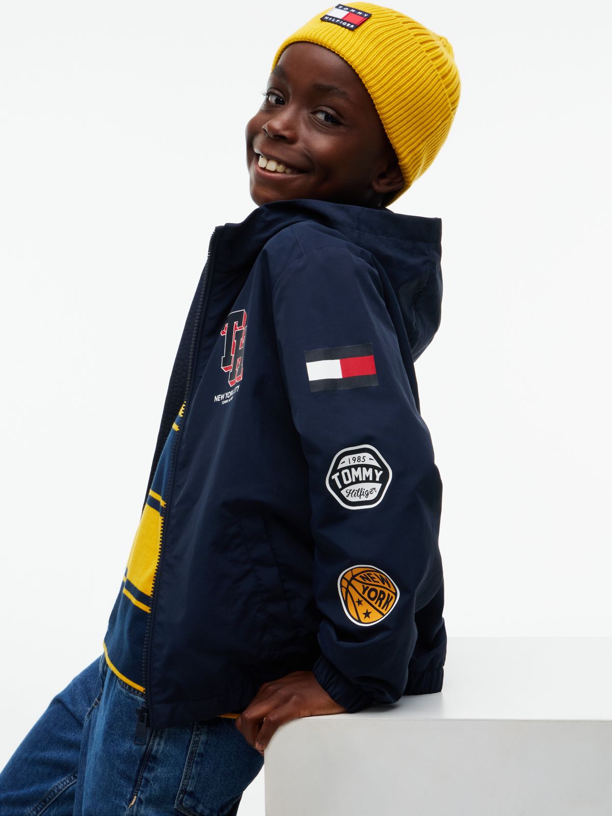 Kids' Sport Logo Hooded Windbreaker — Blue