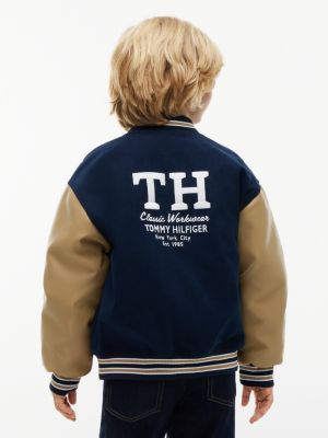 Детская куртка Tommy Hilfiger Mixed-Media Corduroy Bomber, цвет: Тёмно-синий — фото 4