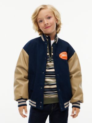 Детская куртка Tommy Hilfiger Mixed-Media Corduroy Bomber, цвет: Тёмно-синий — фото 1