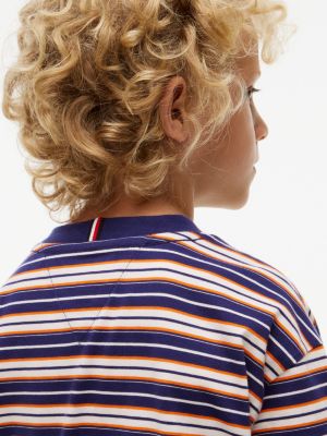 Детская футболка Tommy Hilfiger Striped, цвет: Синий / Оранжевый полосатый — фото 3