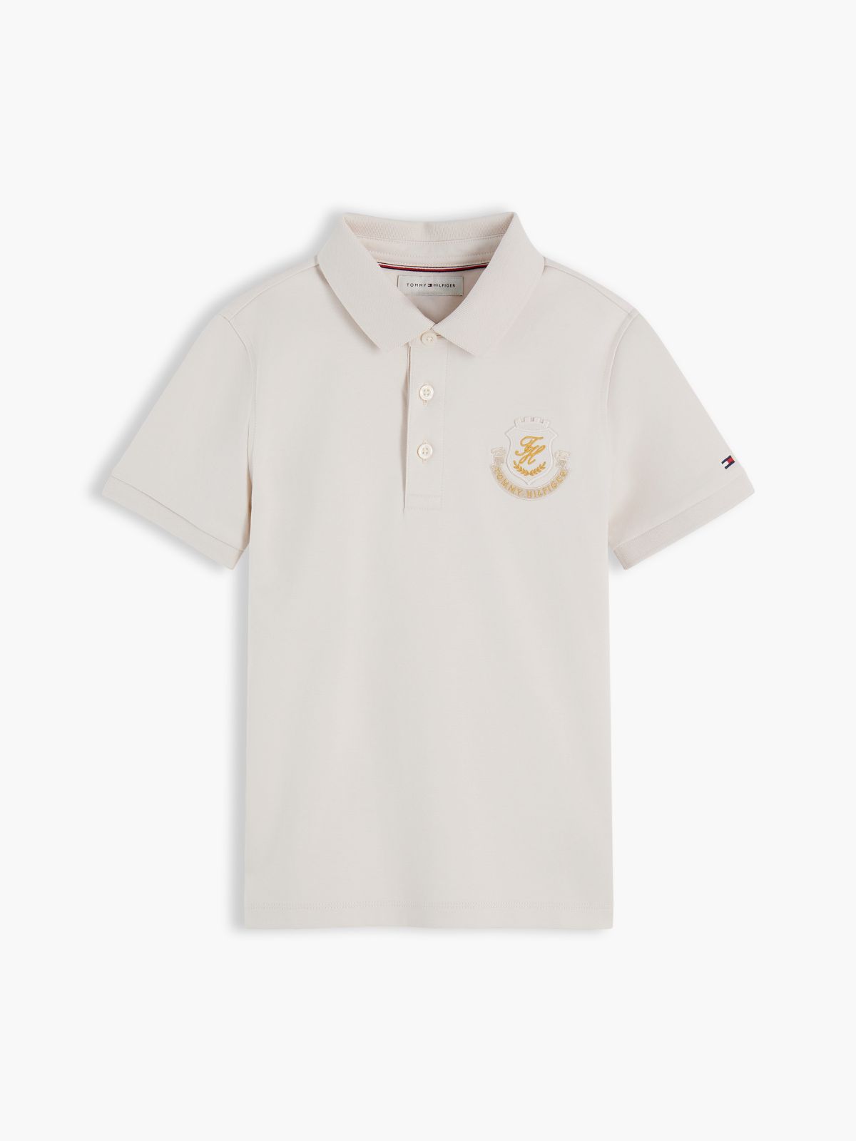 Kids' Shield Badge Logo Polo — Beige