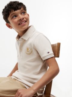 Kids' Shield Badge Logo Polo — Beige 3