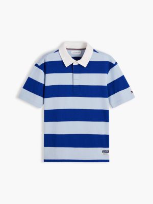 Детское поло Tommy Hilfiger Striped Rugby Polo, цвет: Синий — фото 5