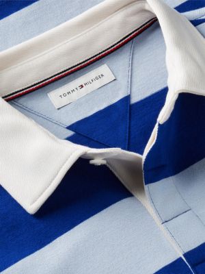 Детское поло Tommy Hilfiger Striped Rugby Polo, цвет: Синий — фото 6