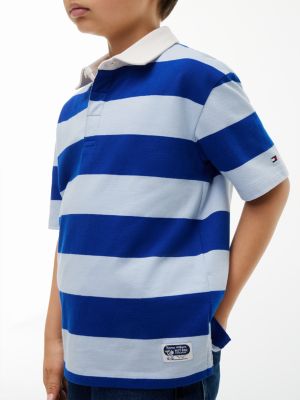 Детское поло Tommy Hilfiger Striped Rugby Polo, цвет: Синий — фото 3