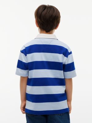 Детское поло Tommy Hilfiger Striped Rugby Polo, цвет: Синий — фото 4