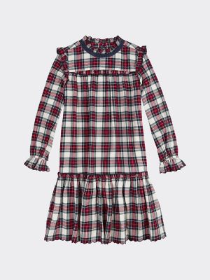 long sleeve check dress