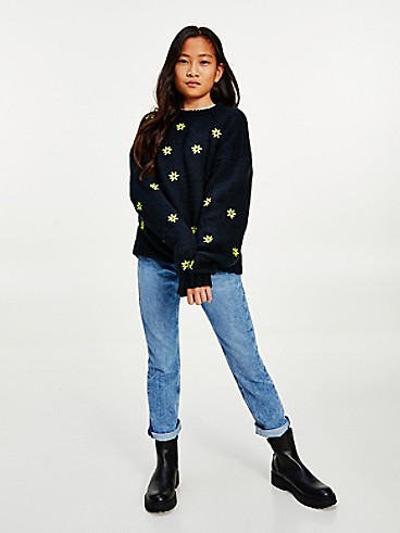 타미 힐피거 키즈 플라워 스웨터 Tommy Hilfiger TH Kids Flower Sweater,BLACK / FLOWER