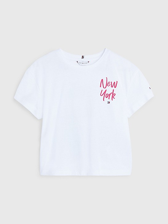 TOMMY HILFIGER GIRLS White New York Logo T-shirt 