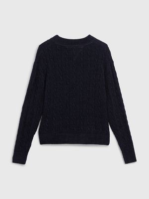 Kids' Chenille Cable Sweater, Navy