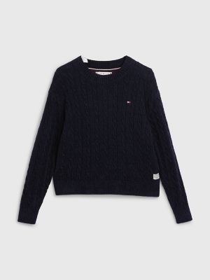 Kids' Chenille Cable Sweater, Navy
