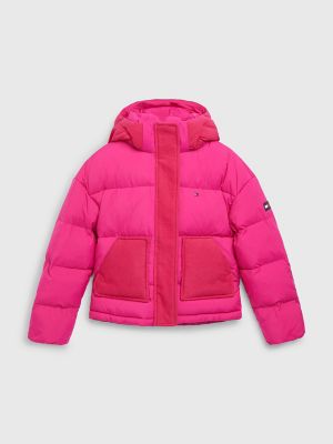 Tommy hilfiger pink outlet puffer jacket